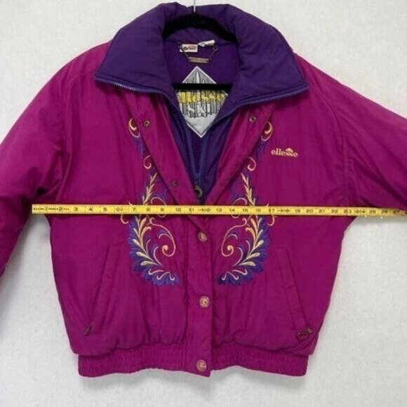 Ellesse Ski Jacket Vintage Pink and Purple Embroidery Details Womens Size L - Picture 4 of 8